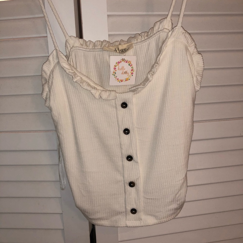 White Boho Buttoned Tank Top